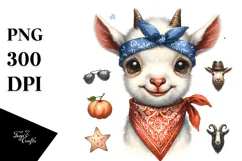 Funny Baby Goat With Bandana | Clipart Product Image 1