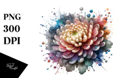 Chrysanthemum Watercolor Splash PNG Product Image 1