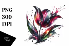 Abstract Shiny Tulip Watercolor | Sublimation | Clipart Product Image 1