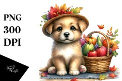 Baby Puppy with Autumn Vegetables | Watercolor Gnome Product Image 3