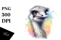 Vibrant Watercolor Rhea Smiling Clipart Product Image 1