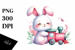 Vibrant Pinkish Rabbit | Watercolor Clipart Product Image 3