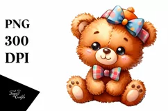 Vibrant Plush Bear Watercolor | Sublimation | Clipart Product Image 3