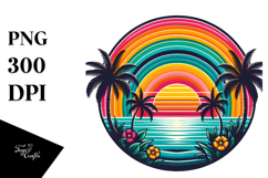 Retro Tropical Rainbow Sunset Design Product Image 1