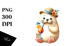 Cute Walrus in Beachwear, Transparent PNG Product Image 1