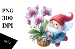 Floating Gnome with Orchid, Transparent PNG Product Image 1
