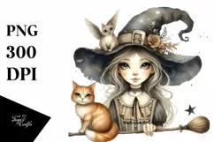 Vintage Quirky Witch Clipart, Transparent PNG Product Image 3