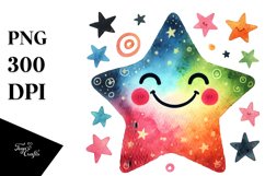Colorful Simple Watercolor Star PNG Product Image 1