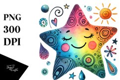 Colorful Simple Watercolor Star PNG Product Image 1