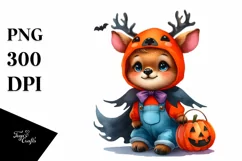 Vibrant Baby Elk Halloween Scenery Clipart Product Image 1