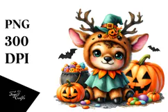 Vibrant Baby Elk Halloween Scenery Clipart Product Image 1