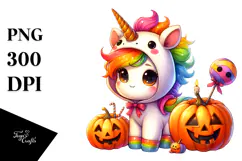 Adorable Baby Unicorn Halloween Clipart Product Image 1