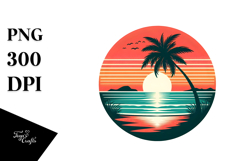 Retro Tropical Island Sunset PNG Product Image 1