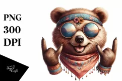 Detailed Bear Rocker Summer Sticker Flower Clipart Product Image 1