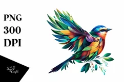 Vibrant Watercolor Bird, Transparent PNG Product Image 1
