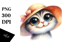 Expressive Cat With Sun Hat | Clipart Product Image 1