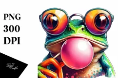 Frog Portrait with Sunglasses | Watercolor Clipart Product Image 1