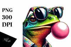 Frog Portrait with Sunglasses | Watercolor Clipart Product Image 1