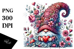 Colorful Watercolor Gnome Hearts PNG Product Image 1