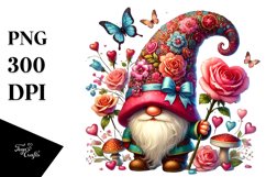 Colorful Watercolor Gnome Hearts PNG Product Image 1
