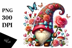 Colorful Watercolor Gnome Hearts PNG Product Image 1