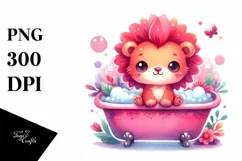 Vibrant Pink-ish Cute Baby Lion Bathtub Product Image 3