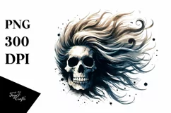 Halloween Skull with Hair, Transparent PNG Product Image 1