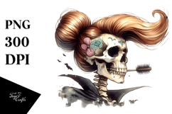 Washed Watercolor Style Retro Skull PNG Product Image 1