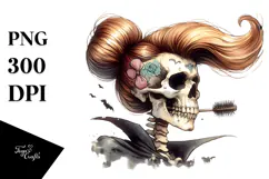 Washed Watercolor Style Retro Skull PNG Product Image 1