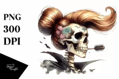 Halloween Skull with Hair, Transparent PNG Product Image 1