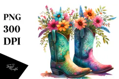 Colorful Cowboy Boots Flower Pot | Clipart Product Image 1