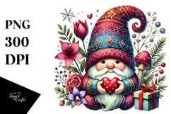 Valentines Gnome with Heart Sign PNG Product Image 1