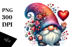 Valentines Gnome with Roses PNG Product Image 1