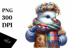 Funny Baby Dove Dressed for Winter PNG Product Image 3