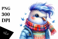 Funny Baby Dove Dressed for Winter PNG Product Image 1