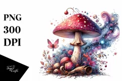 Magical Mushroom Watercolor PNG Product Image 1