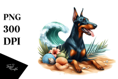 Doberman Pinscher on the Beach | Clipart Product Image 1