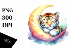 Colorful Baby Tiger Moon Clipart Product Image 3