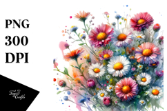 Colorful Daisy Petals Watercolor PNG Product Image 1