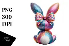 Glittery Bunny Sitting PNG Product Image 1