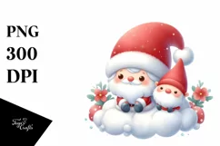 Cute Santa with Gnomes on a Cloud PNG Product Image 3