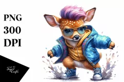 Cute Baby Deer Dancing, Cool Haircut PNG Product Image 3