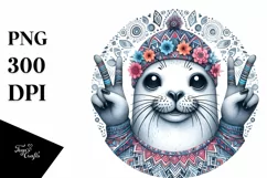Detailed Seal Victory Summer Sticker Flower Clipart Product Image 1