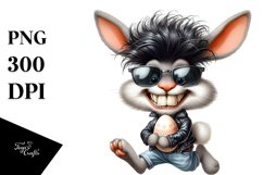 Bunny with Leather Shat and Sunglasses PNG Product Image 1