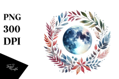 Vibrant Boho Moon Foliage Clipart Product Image 1