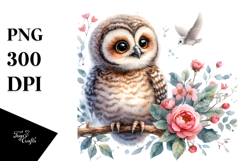Cute Baby Owl in Summer Clothes PNG Product Image 1