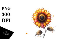 Sunflower Watercolor PNG Product Image 1