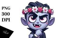 Silly Cartoon Vampire with Cross-Eyed Expression PNG Product Image 1