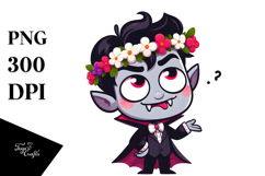 Silly Cartoon Vampire with Cross-Eyed Expression PNG Product Image 1