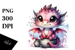 Cute Baby Dragon In Vase | Clipart Product Image 1